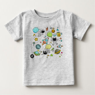 cartoon,Heather Grey,[cloud,rocket,astronaut] Baby T-Shirt