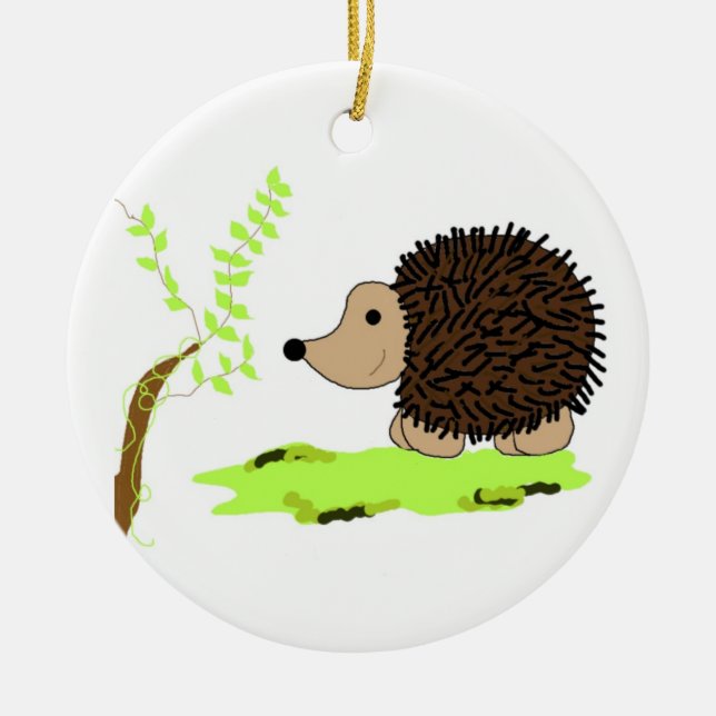 Cartoon Hedgehog Ceramic Tree Decoration (Front)