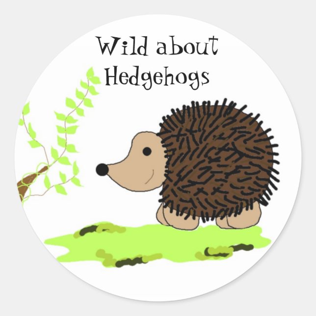 Cartoon Hedgehog Classic Round Sticker (Front)
