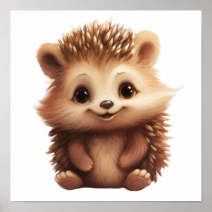 Cartoon hedgehog illustration poster