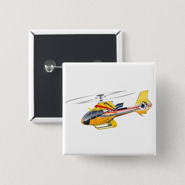 Cartoon Helicopter 15 Cm Square Badge (Front & Back)