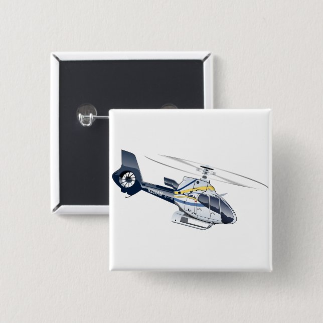 Cartoon Helicopter 15 Cm Square Badge (Front & Back)