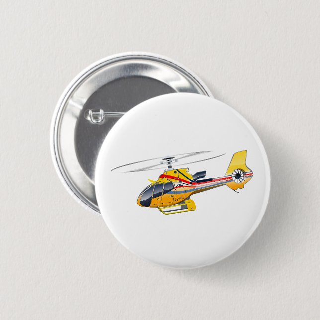 Cartoon Helicopter 6 Cm Round Badge (Front & Back)
