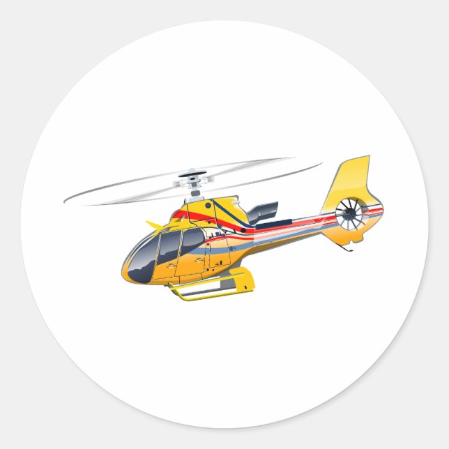 Cartoon Helicopter Classic Round Sticker (Front)
