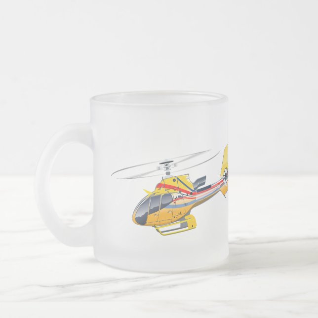 Cartoon Helicopter Frosted Glass Coffee Mug (Left)