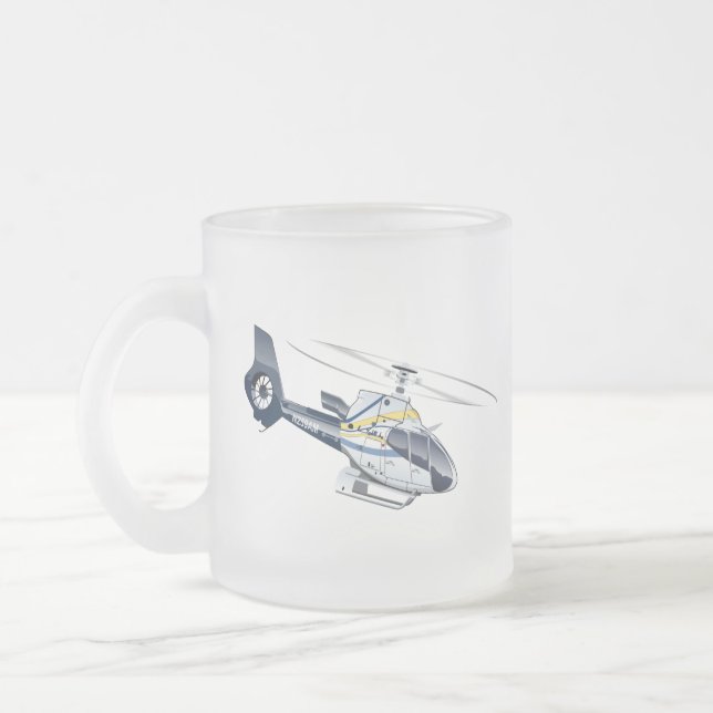 Cartoon Helicopter Frosted Glass Coffee Mug (Left)