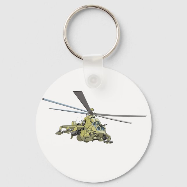 Cartoon Helicopter "Hind" Key Ring (Front)