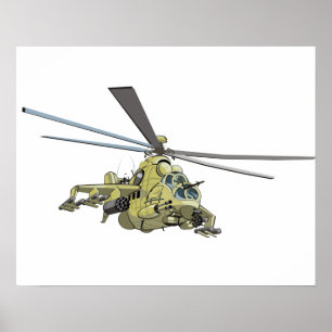 Cartoon Helicopter "Hind" Poster