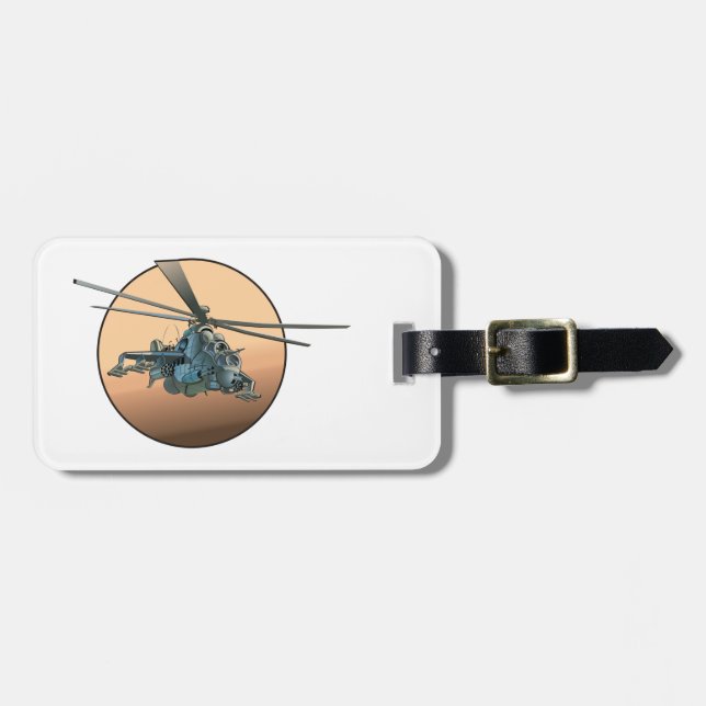 Cartoon helicopter luggage tag (Front Horizontal)