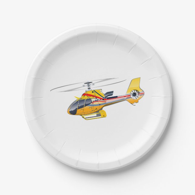 Cartoon Helicopter Paper Plate (Front)