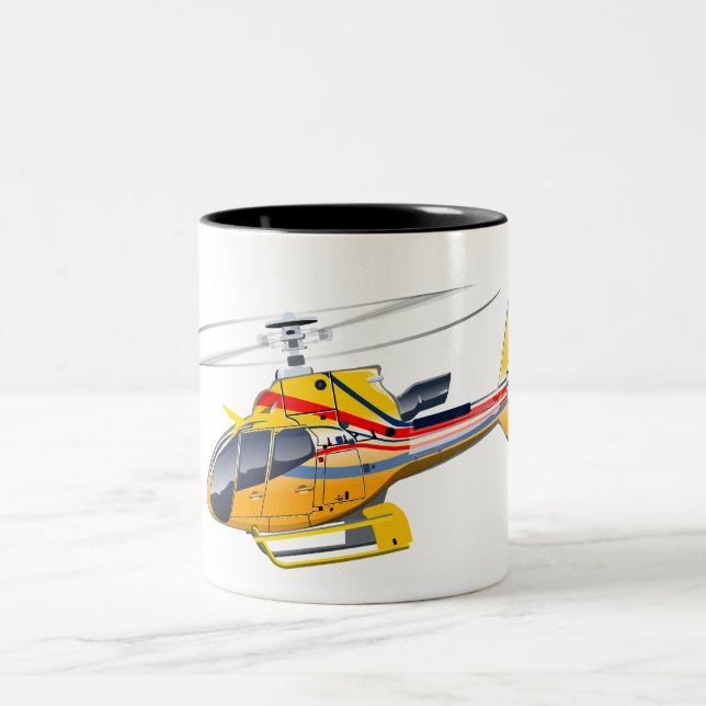 Cartoon Helicopter Two-Tone Coffee Mug (Center)