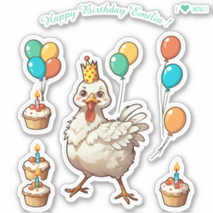 Cartoon Hen Chcken - Happy Birthday Personalised