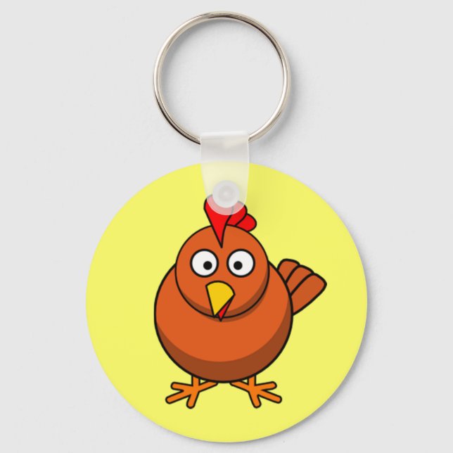 Cartoon Hen Chicken Key Ring (Front)