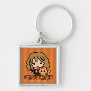Cartoon Hermione and Crookshanks Key Ring