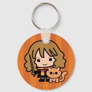 Cartoon Hermione and Crookshanks Key Ring