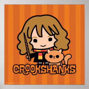 Cartoon Hermione and Crookshanks Poster