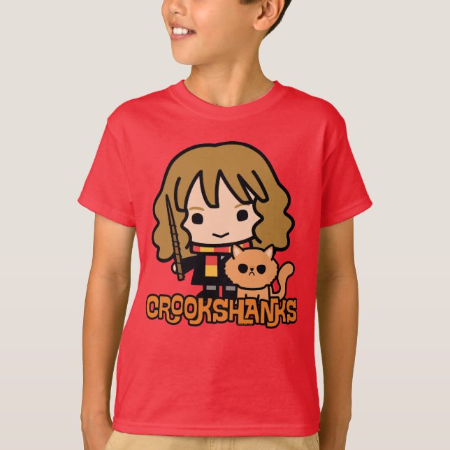 Cartoon Hermione and Crookshanks T-Shirt (Front)