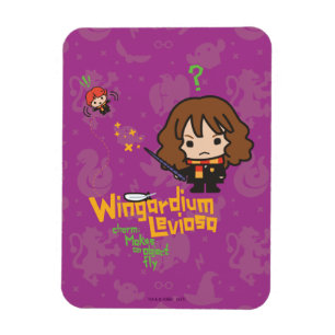 Cartoon Hermione and Ron Wingardium Leviosa Spell Magnet