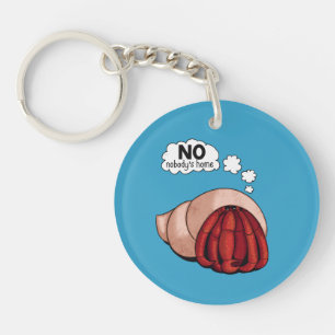 Cartoon Hermit Crab Hiding inside Shell with Text Key Ring