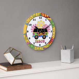 Cartoon Hippie fun wall clock