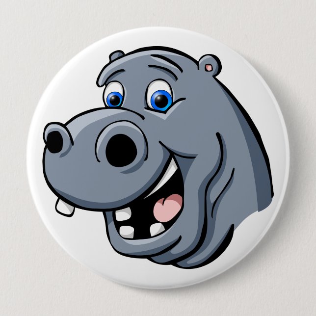 Cartoon Hippo 10 Cm Round Badge (Front)
