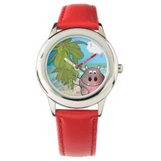 Cartoon Hippo At The Beach Kids Watch