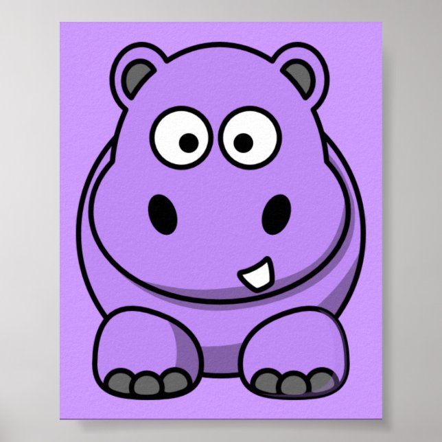 cartoon-hippo cute adorable friendly purple poster (Front)