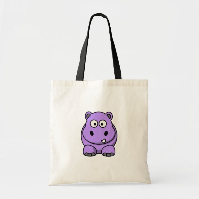 cartoon-hippo cute adorable friendly purple tote bag (Front)