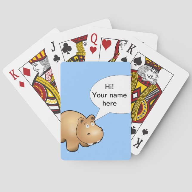Cartoon hippo fully customisable playing cards (Back)