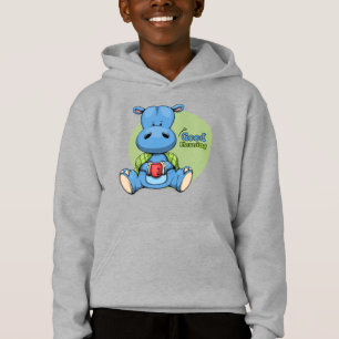 Cartoon Hippo   Kids Pullover Hoodie