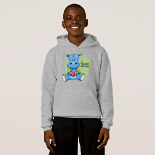Cartoon Hippo   Kids Pullover Hoodie