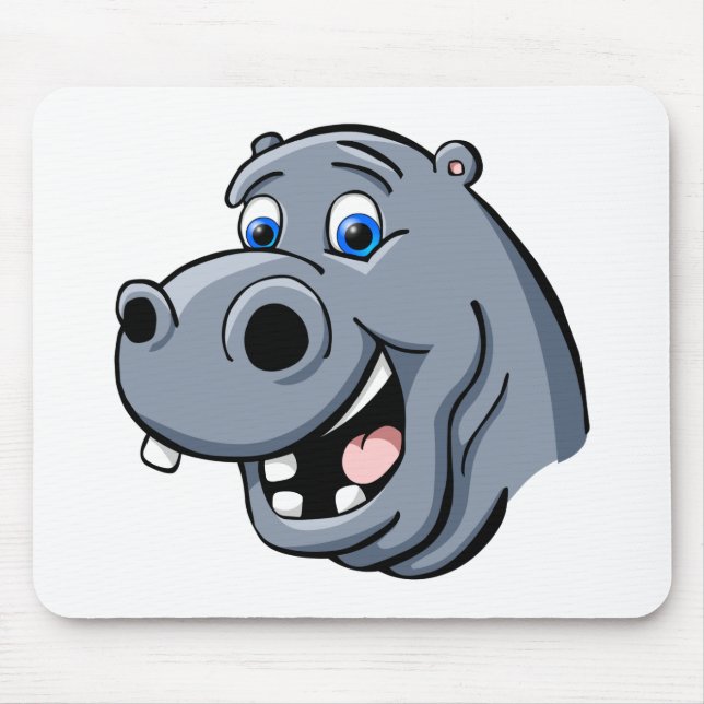 Cartoon Hippo Mouse Mat (Front)