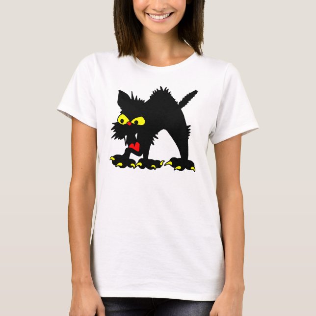 Cartoon Hissy Cat T-Shirt (Front)