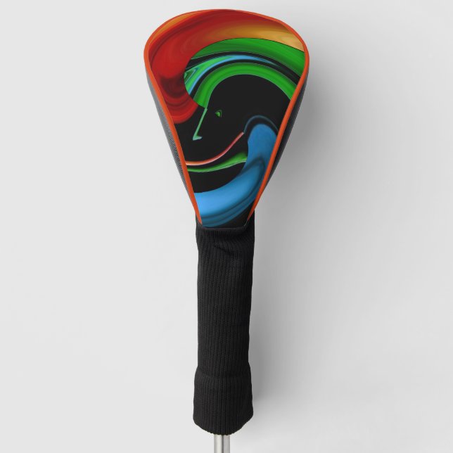 Cartoon Hitchcockian Face Abstract Golf Head Cover (Front)