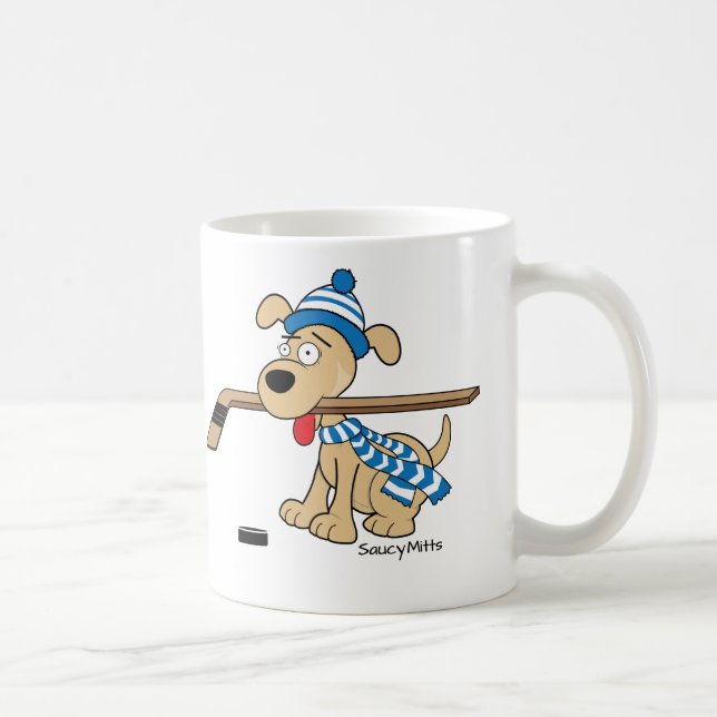 Cartoon Hockey Dog Coffee Mug (Right)