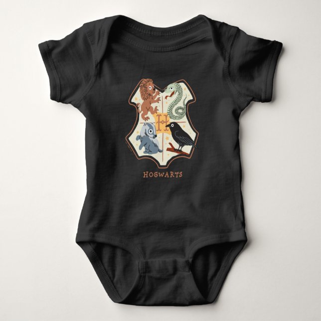 Cartoon Hogwarts Crest Baby Bodysuit (Front)