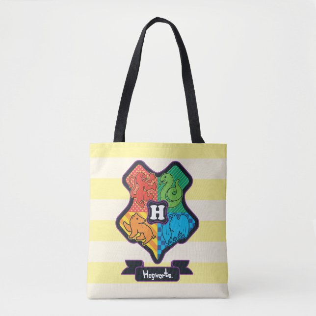 Cartoon Hogwarts Crest Tote Bag (Front)