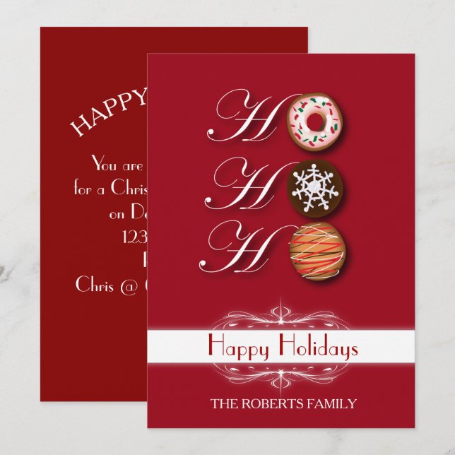 Cartoon HoHoHo Christmas Cookies Happy Holiday Invitation (Front/Back)