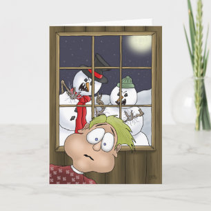 Cartoon Holiday Cards: Snow Zombies Card