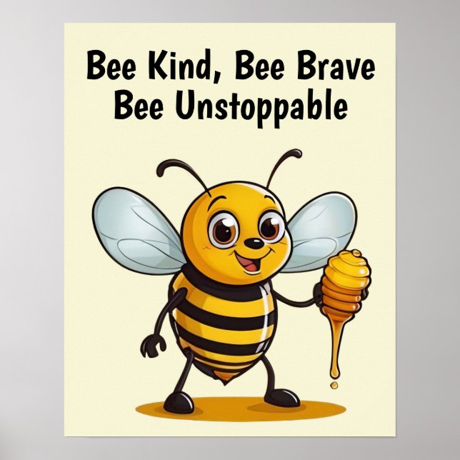 Cartoon Honey Bee Personalised Poster (Front)