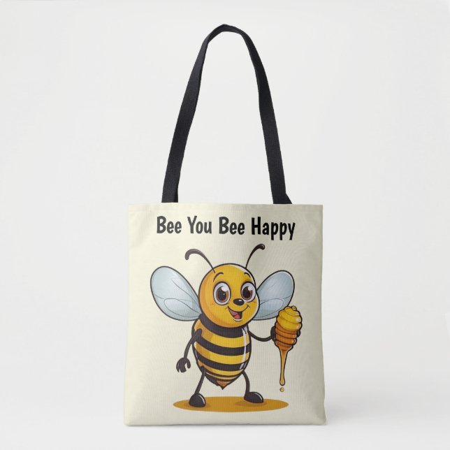 Cartoon Honey Bee Personalised Tote Bag (Front)