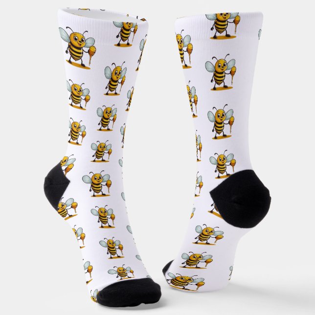 Cartoon Honey Bee Socks (Angled)