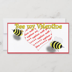 Cartoon Honey Bees "Bee My Valentine" Photo Frame Holiday Card