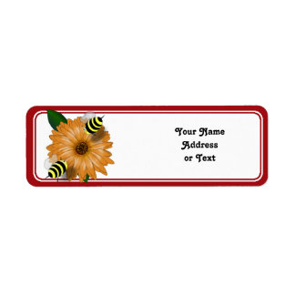 Cartoon Honey Bees Meeting on Orange Flower