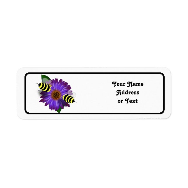 Cartoon Honey Bees Meeting on Purple Flower (Front)