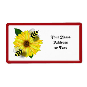 Cartoon Honey Bees Meeting on Yellow Flower