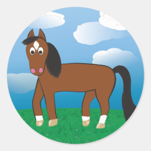 Cartoon Horse Bay with white socks Classic Round Sticker