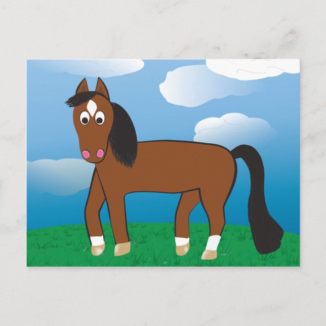 Cartoon Horse Bay with white socks Postcard (Front)