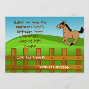 Cartoon Horse Birthday Invitation