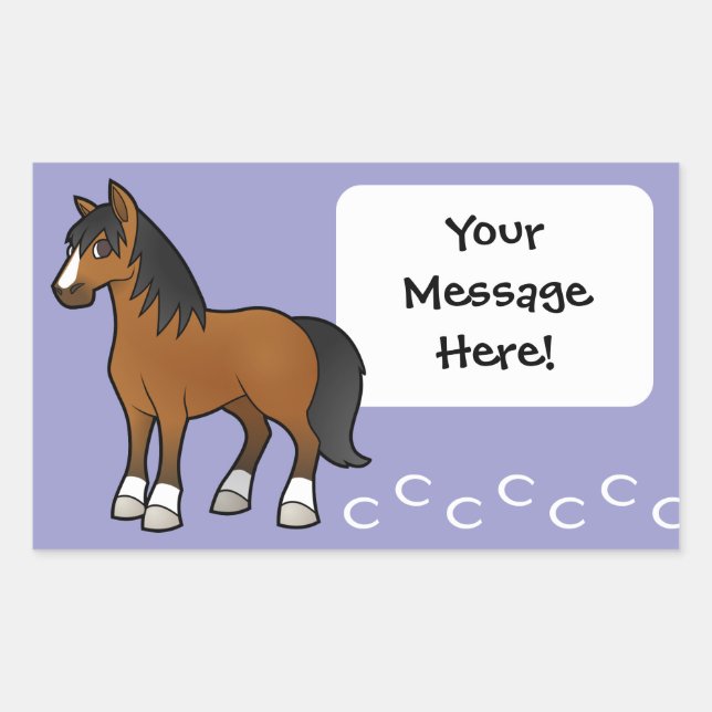 Cartoon Horse Rectangular Sticker (Front)